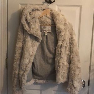 Anthropologie faux fur flannel lined jacket S